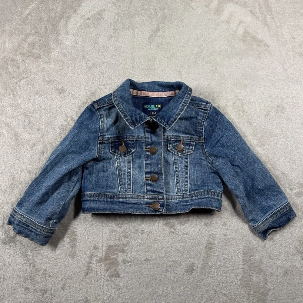 Genuine Kids OshKosh Blue Jean Denim Snap Front Jacket Size Girls 12 Months